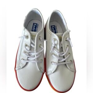 Keds White Leather Rainbow Girls Shoes Size 11.5 Slip On Low Top Sneaker